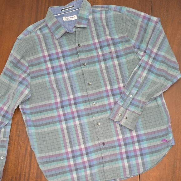 TOMMY BAHAMA Shirt Men's Blue Green Purple Long Sleeve Corduroy - Picture 1 of 9